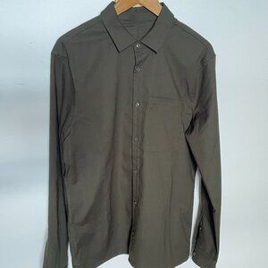 Lululemon Performance Button Up Longsleeve Shirt - Dark Olive/Brown - Size Med